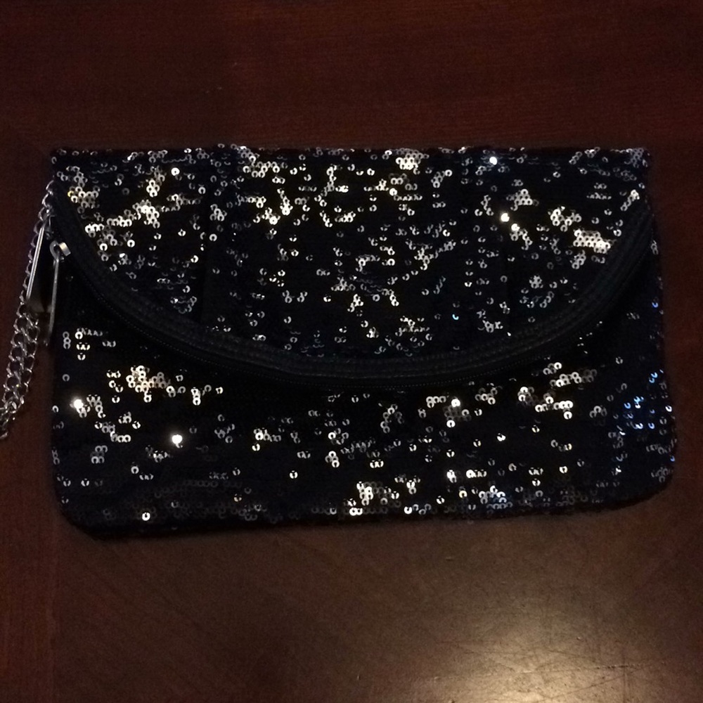 Black sequin clutch
